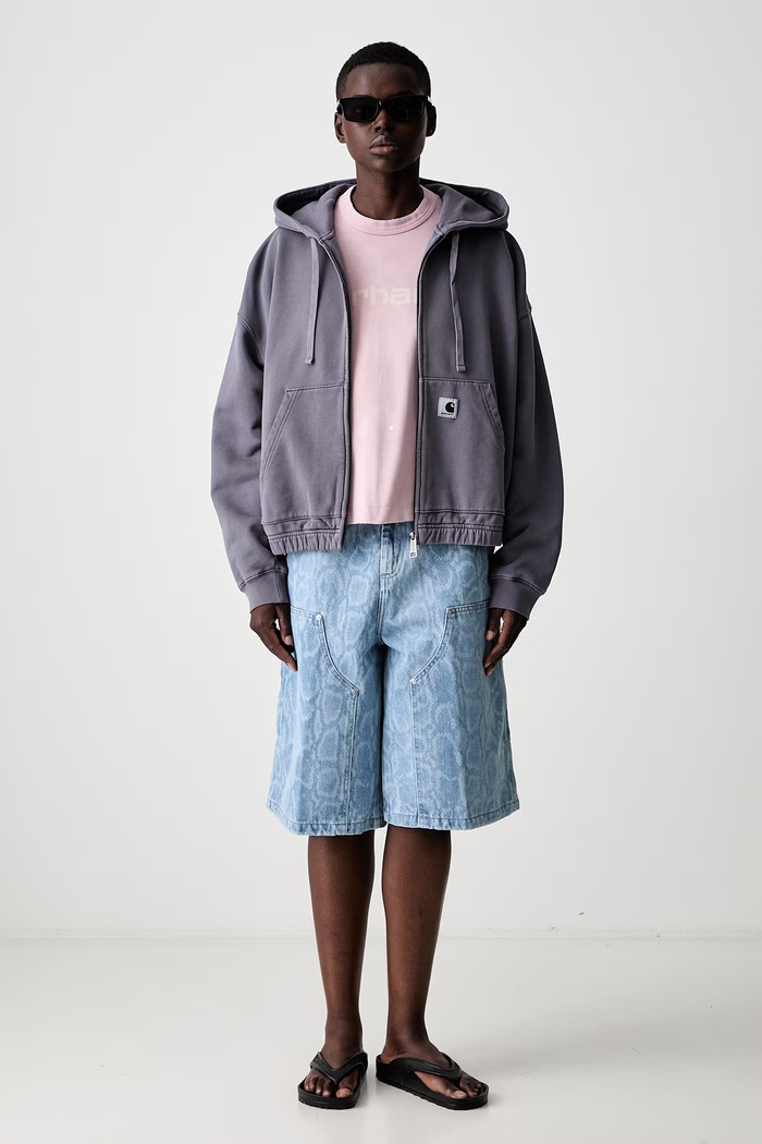 Carhartt WIP W Hooded Hoggard bluza rozpinana z kapturem bawełniana damska I036812 fioletowy AW26