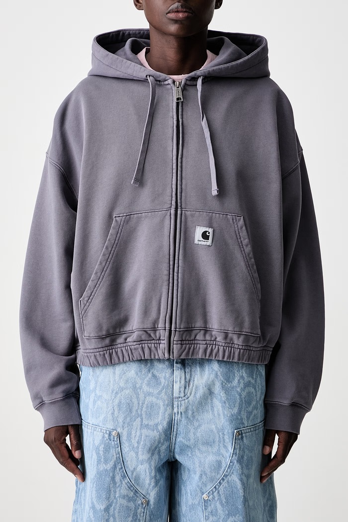 Carhartt WIP W Hooded Hoggard bluza rozpinana z kapturem bawełniana damska I036812 fioletowy