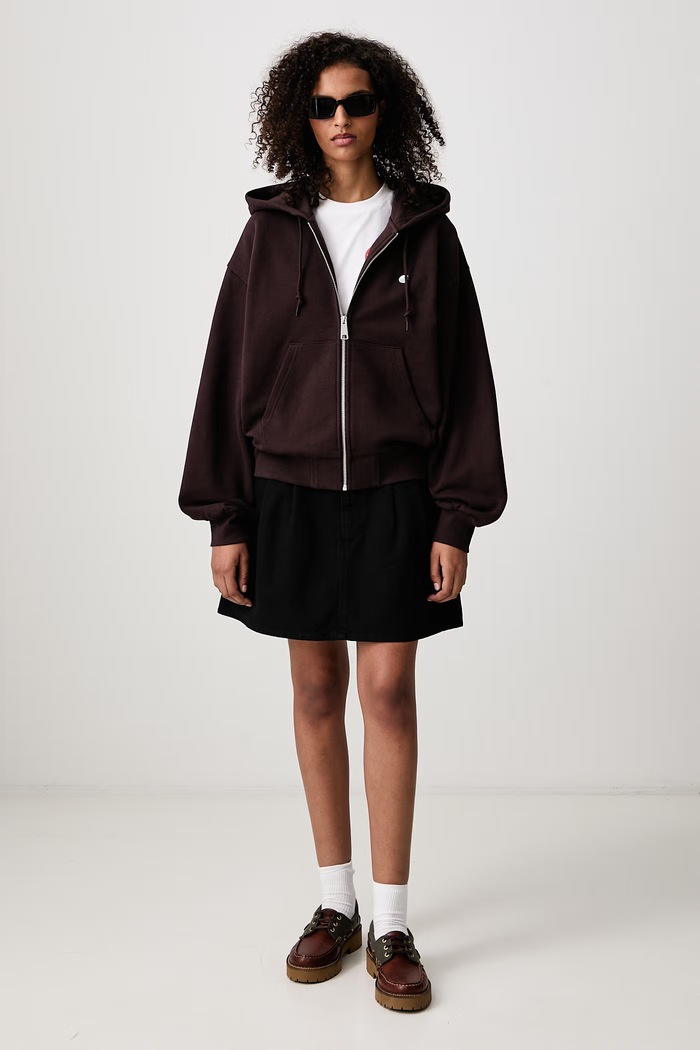 Carhartt WIP W Hooded Casey кофта на застібці з капюшоном бавовняна жіноча I032642 коричневий AW26