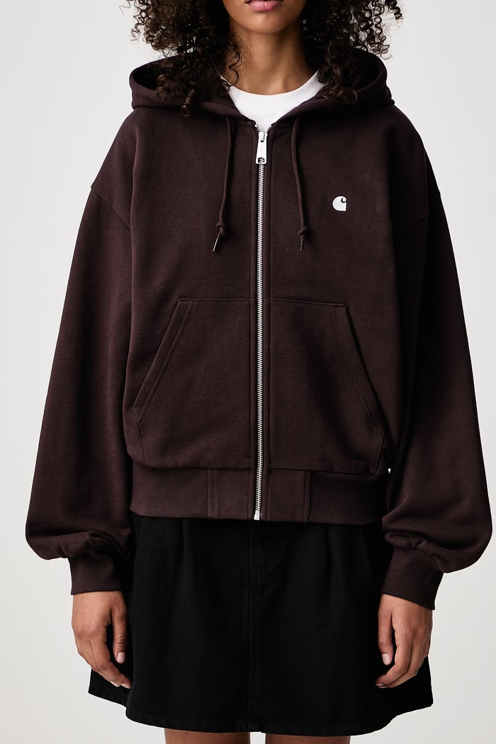 W Hooded Casey кофта на застібці з капюшоном бавовняна жіноча Carhartt WIP коричневий I032642