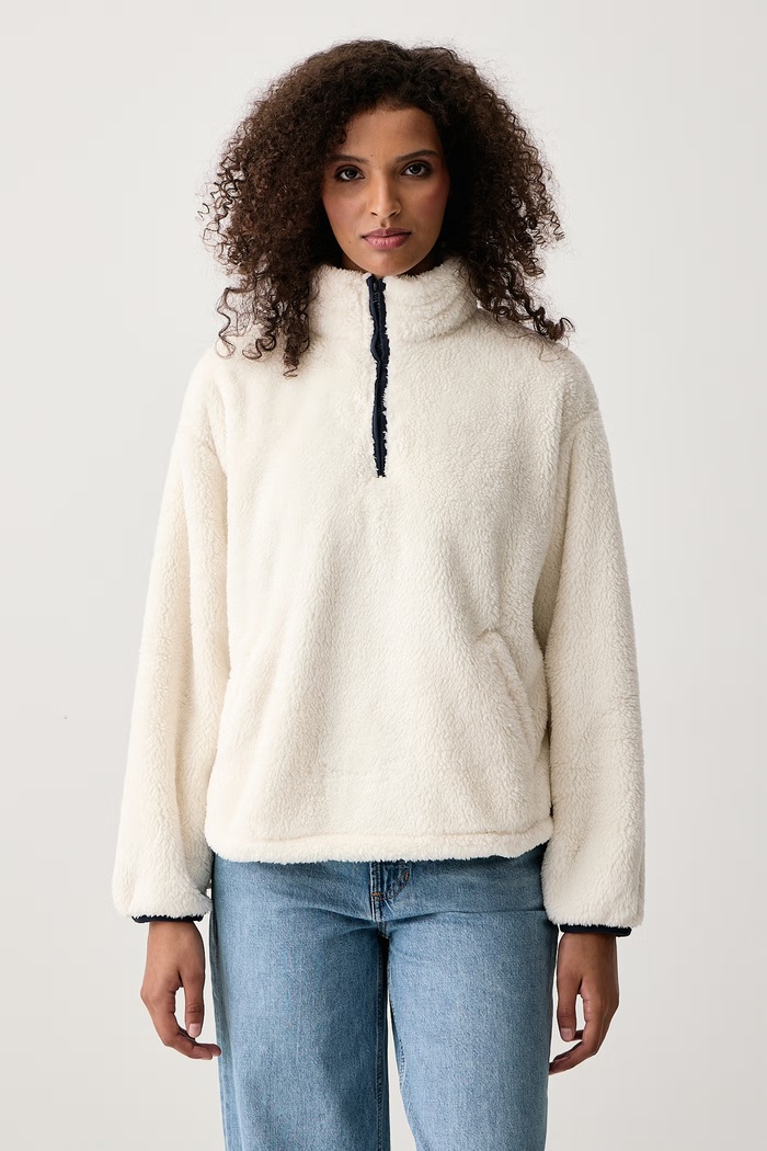 Levi's Bluza damska polarowa ATWOOD SHERPA 1/4 ZIP beżowy 0082N