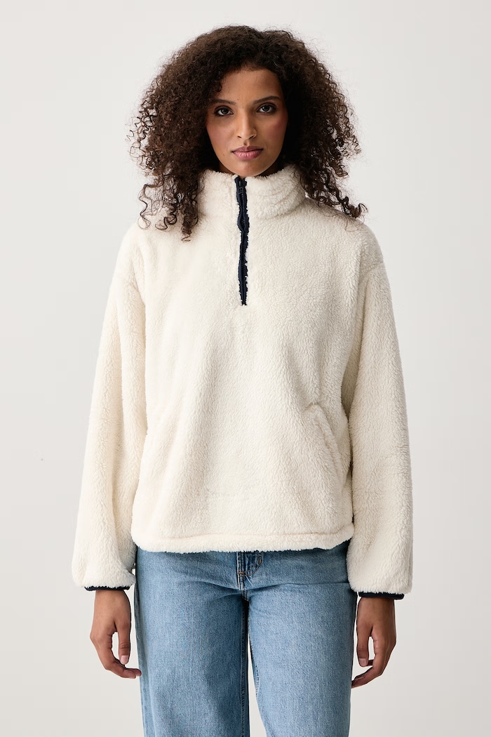 Levi's Bluza damska polarowa ATWOOD SHERPA 1/4 ZIP beżowy 0082N