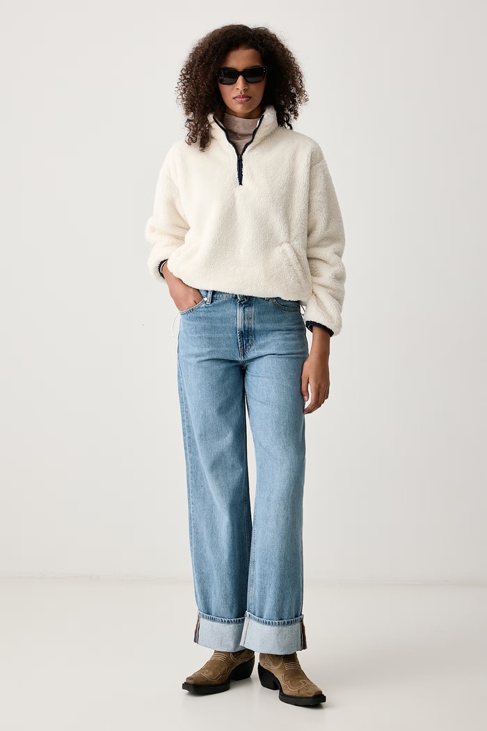 Levi's Bluza damska polarowa ATWOOD SHERPA 1/4 ZIP 0082N beżowy AW26