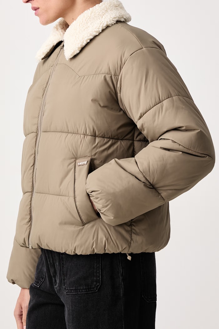 Καπιτονέ μπουφάν γυναικείο PALMER PUFFER SHERPA Levi's 007UK καφέ
