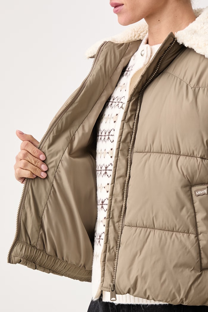 Καπιτονέ μπουφάν γυναικείο PALMER PUFFER SHERPA Levi's καφέ 007UK