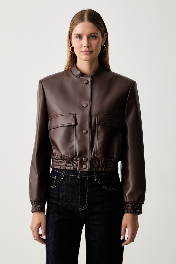 Twinset куртка жіноча з імітації шкіри коричневий 262TP2052