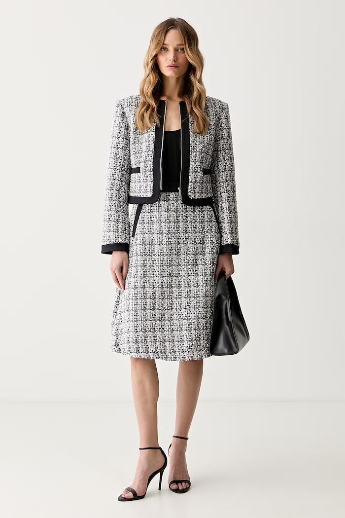 Karl Lagerfeld σακάκι γυναικείο με πρόσμιξη μαλλιού B3W14027 μαύρο AW26