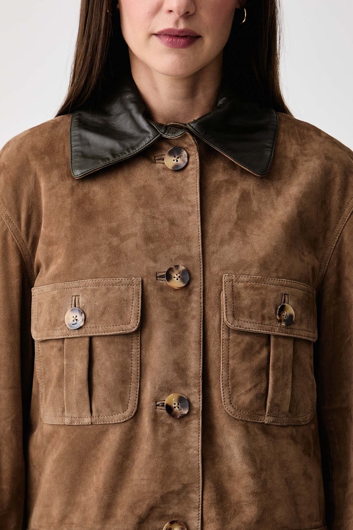 Krótka kurtka damska zamszowa Pedro del Hierro 5494178 brązowy
