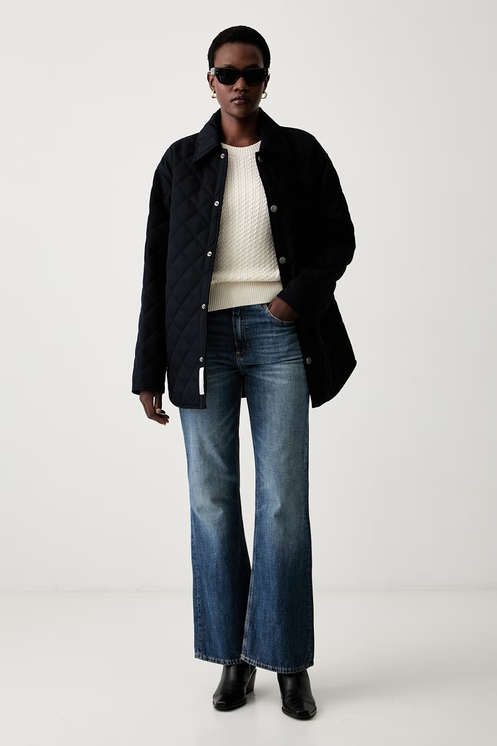 A.P.C. kurtka przejściowa damska z dodatkiem wełny blouson georges PSANG.M32034 granatowy AW26