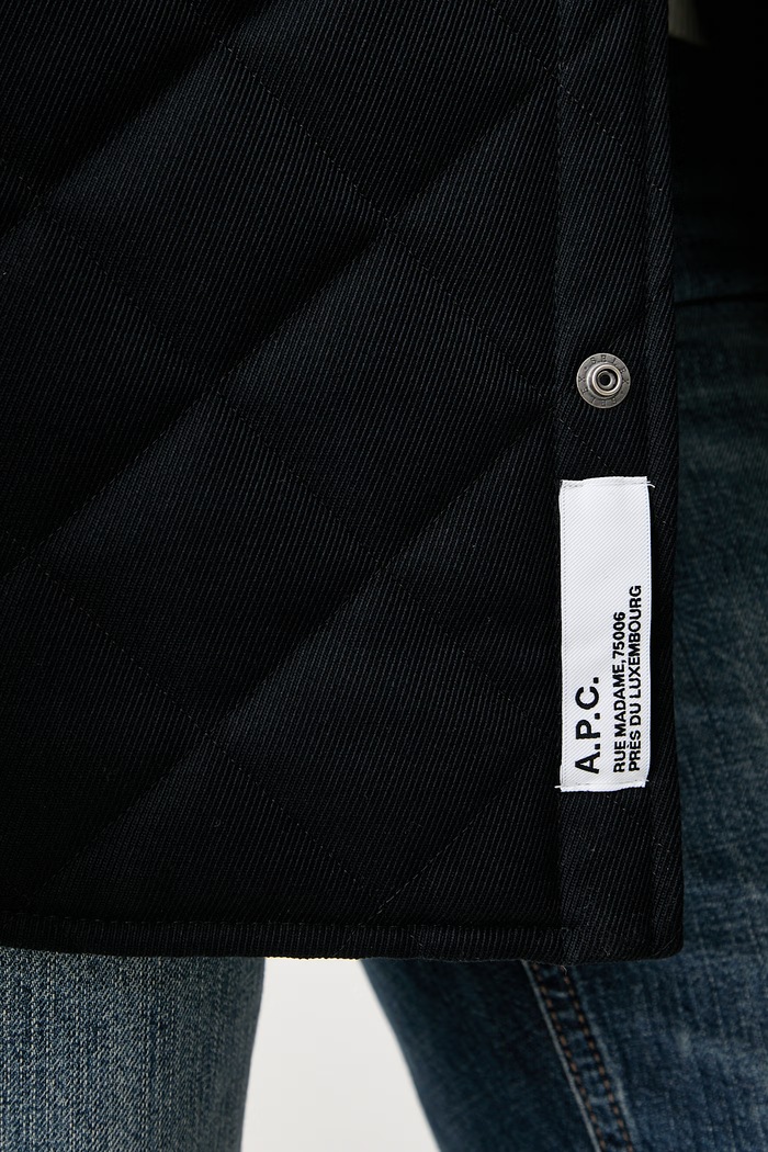 A.P.C. kurtka przejściowa damska z dodatkiem wełny blouson georges PSANG.M32034 granatowy