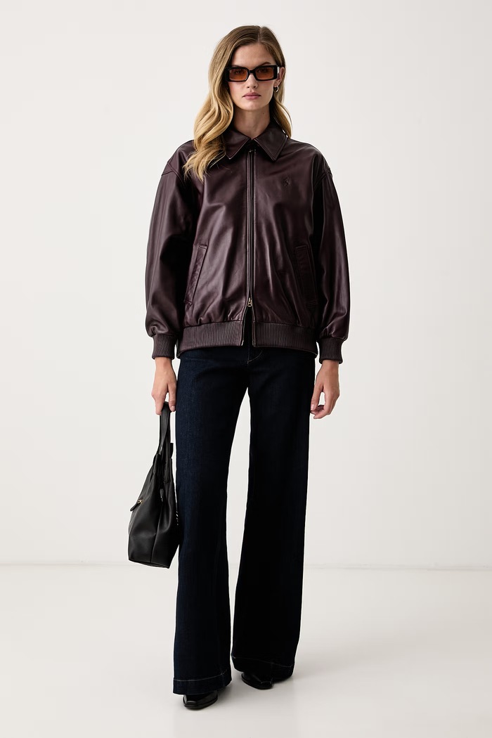 Polo Ralph Lauren kurtka damska skórzana 211A99732 fioletowy AW26