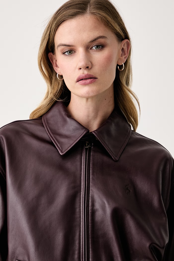 Polo Ralph Lauren kurtka damska skórzana fioletowy 211A99732