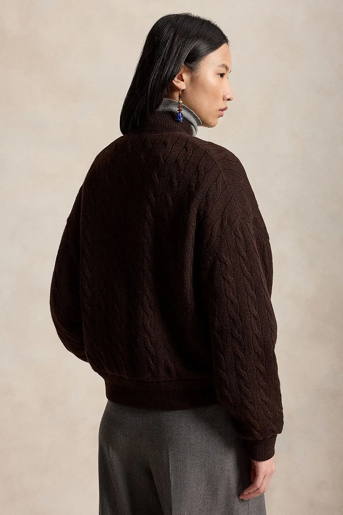 Polo Ralph Lauren bomberka damska z wełną 211B30888 brązowy AW26