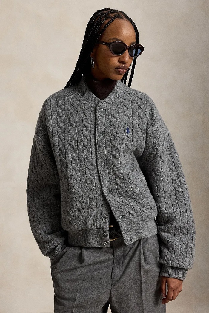 Polo Ralph Lauren bomberka damska z wełną szary 211B30888