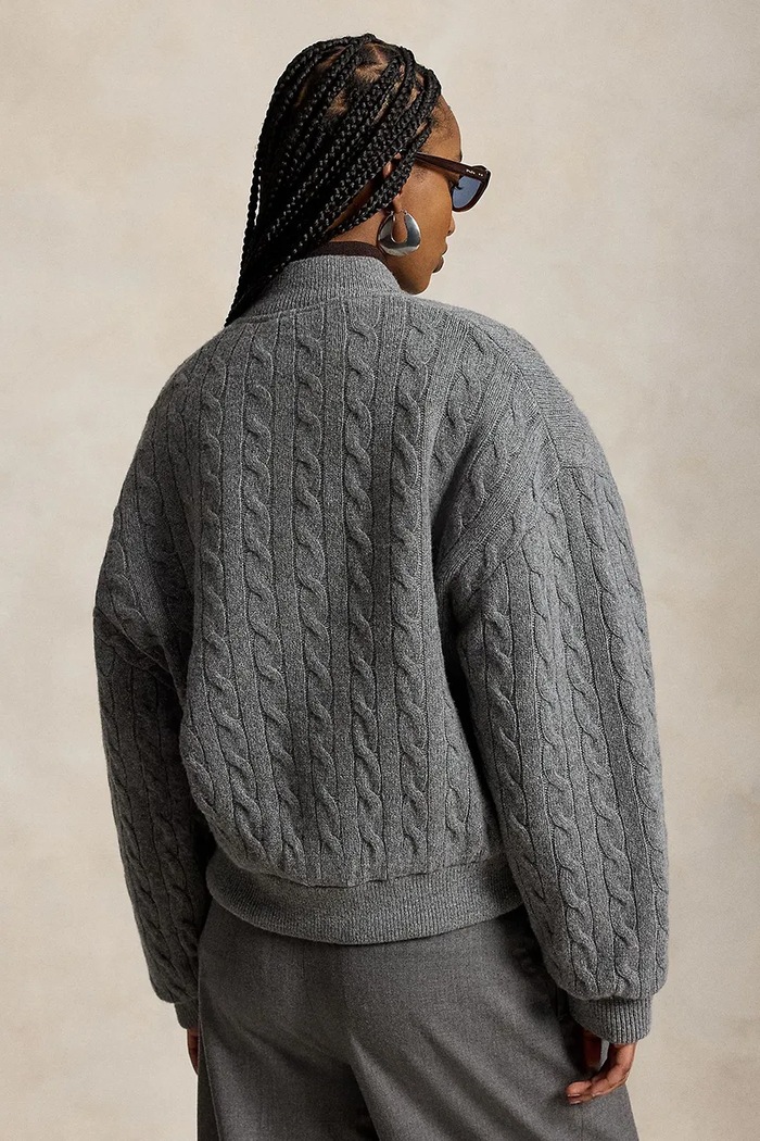 Polo Ralph Lauren bomberka damska z wełną 211B30888 szary AW26