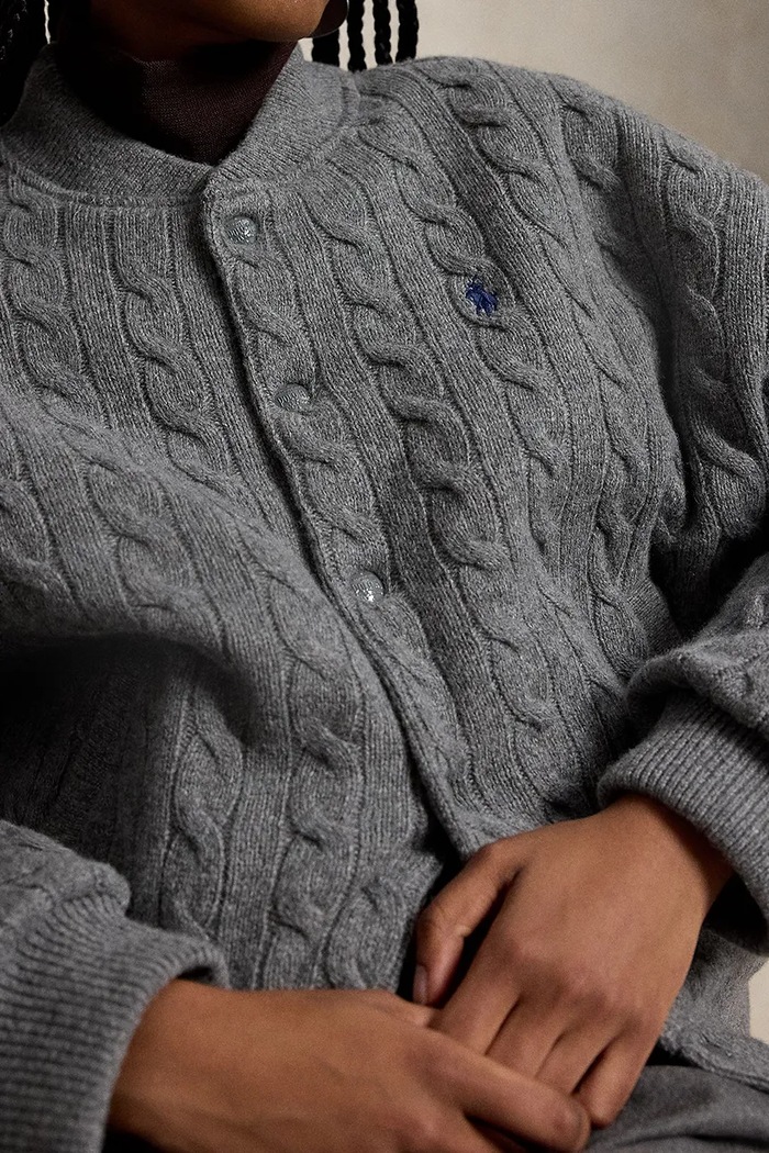 Polo Ralph Lauren bomberka damska z wełną szary 211B30888