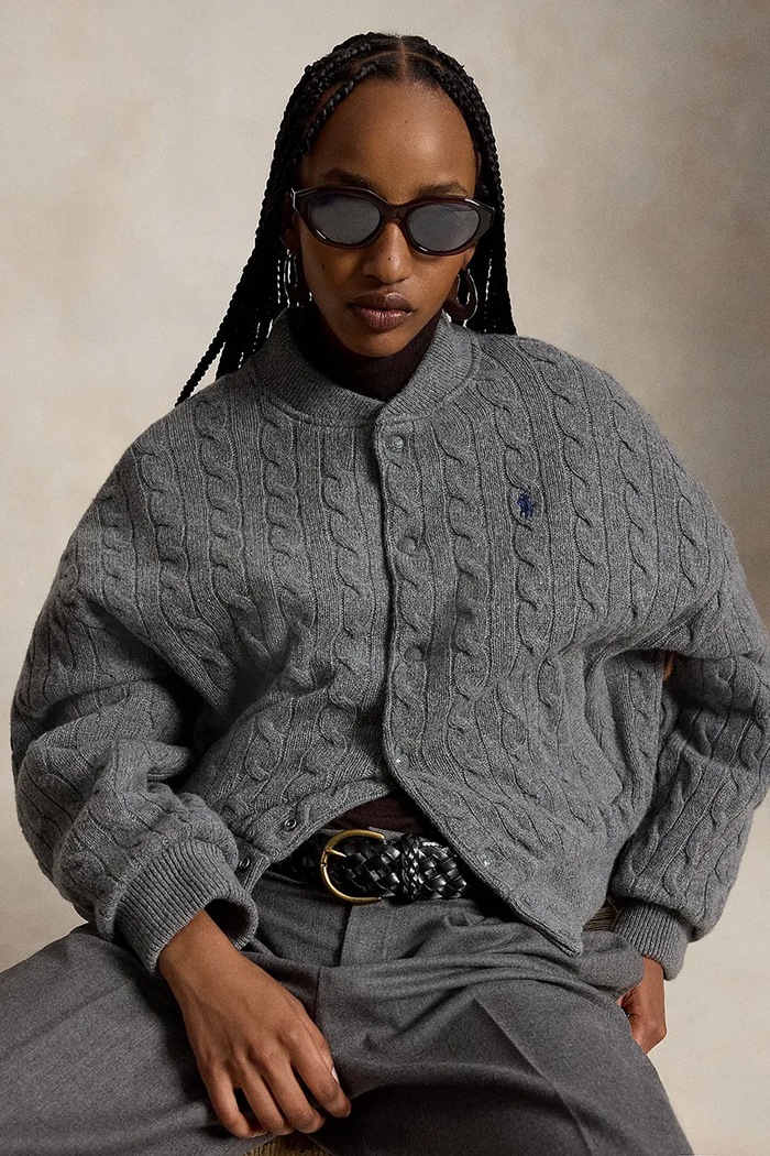 Polo Ralph Lauren bomberka damska z wełną 211B30888 szary