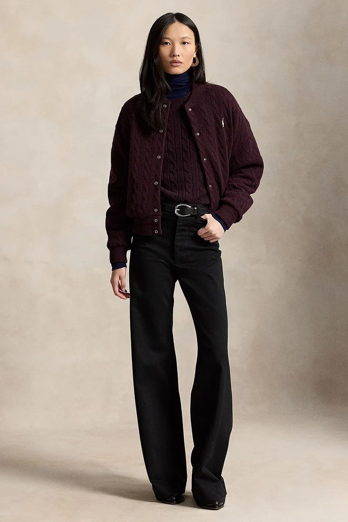 Oblečení Polo Ralph Lauren bomber dámský s vlnou 211B30888 burgundské