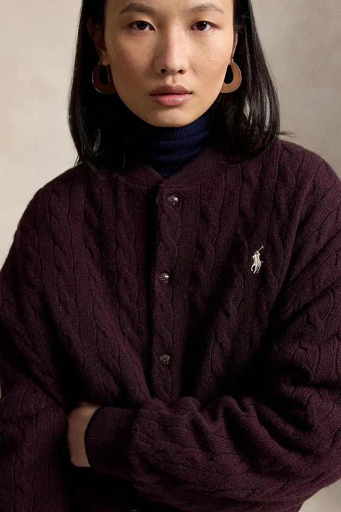 Polo Ralph Lauren bomber dámský s vlnou burgundské 211B30888