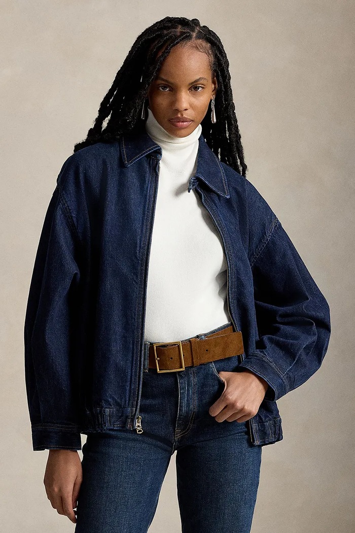 Polo Ralph Lauren Krótka kurtka damska bawełniana granatowy 211B17294