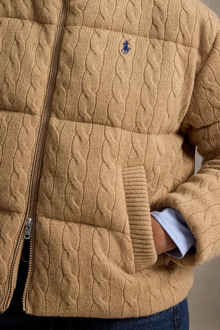 Polo Ralph Lauren kurtka pikowana damska z wełną brązowy 211A10457