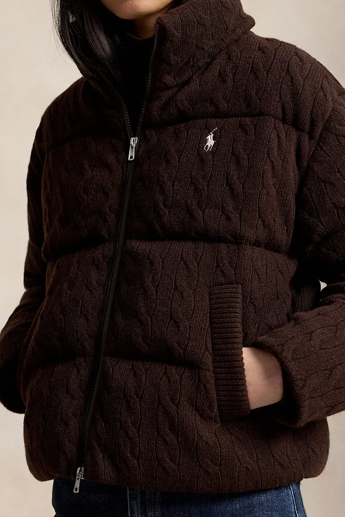 Polo Ralph Lauren kurtka pikowana damska z wełną brązowy 211A10457