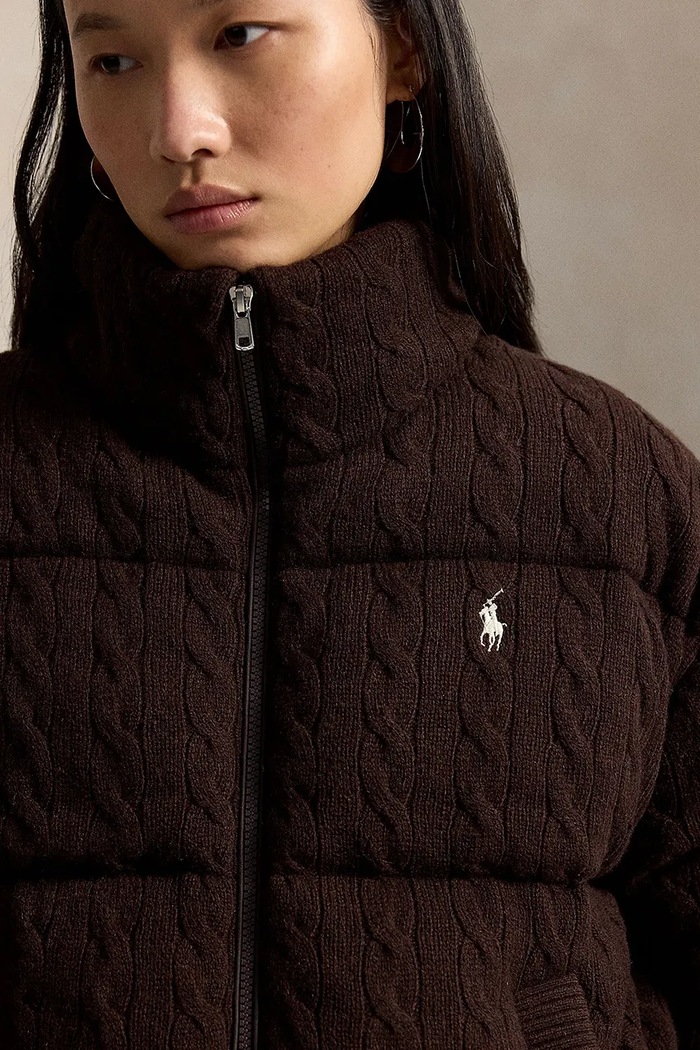 Polo Ralph Lauren kurtka pikowana damska z wełną 211A10457 brązowy