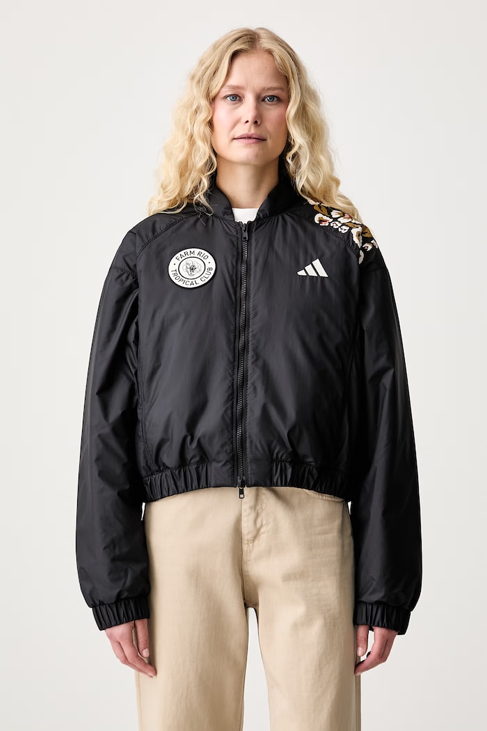 adidas kurtka przejściowa damska x Farm Rio czarny KR0282