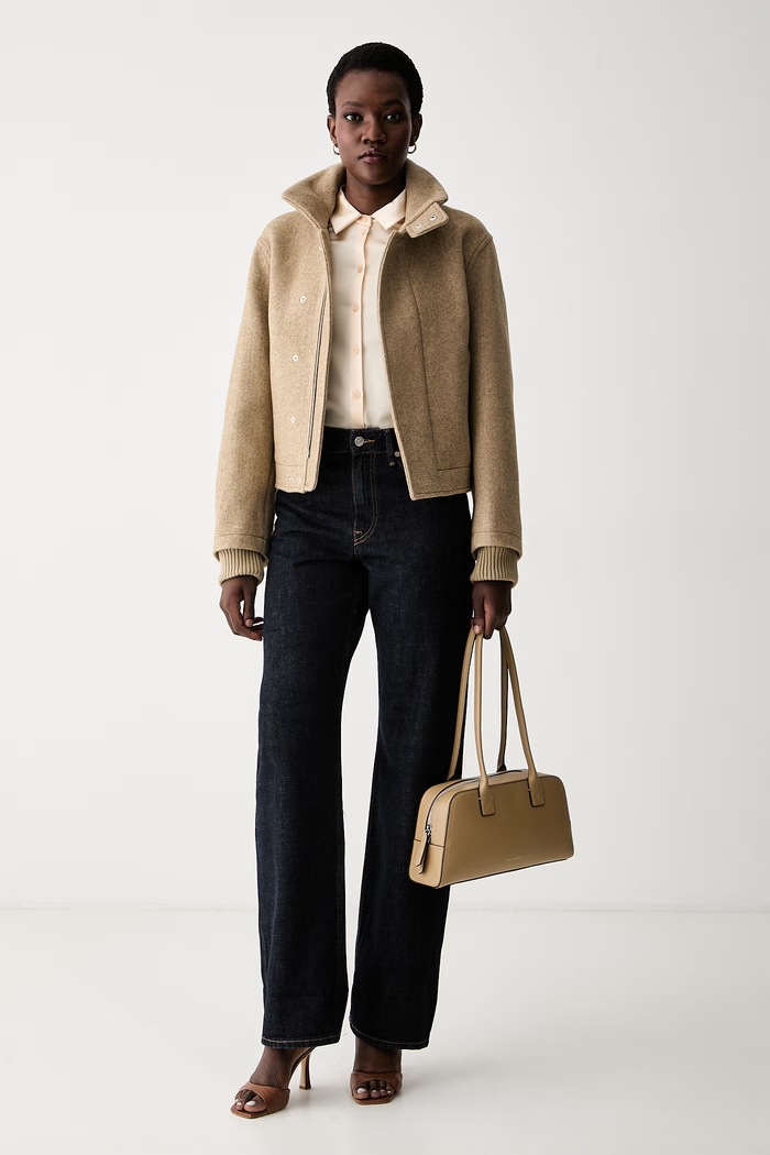 Victoria Beckham kurtka damska z wełną 1326WJK007356A beżowy AW26