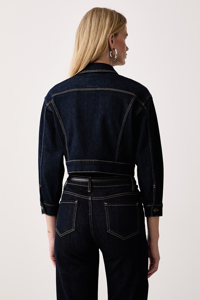 Oblačila Guess Jeans jakna ženska z bombažem ROSALYN W6BNA3.D2480 mornarsko modra