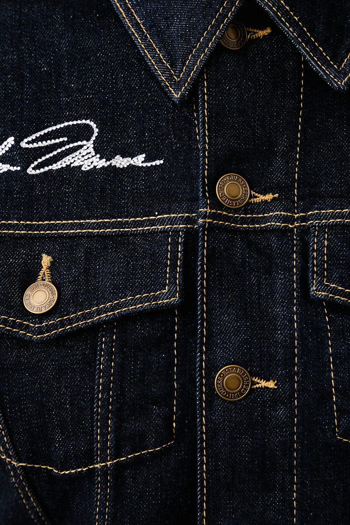 Jeans jakna ženska z bombažem ROSALYN Guess mornarsko modra W6BNA3.D2480