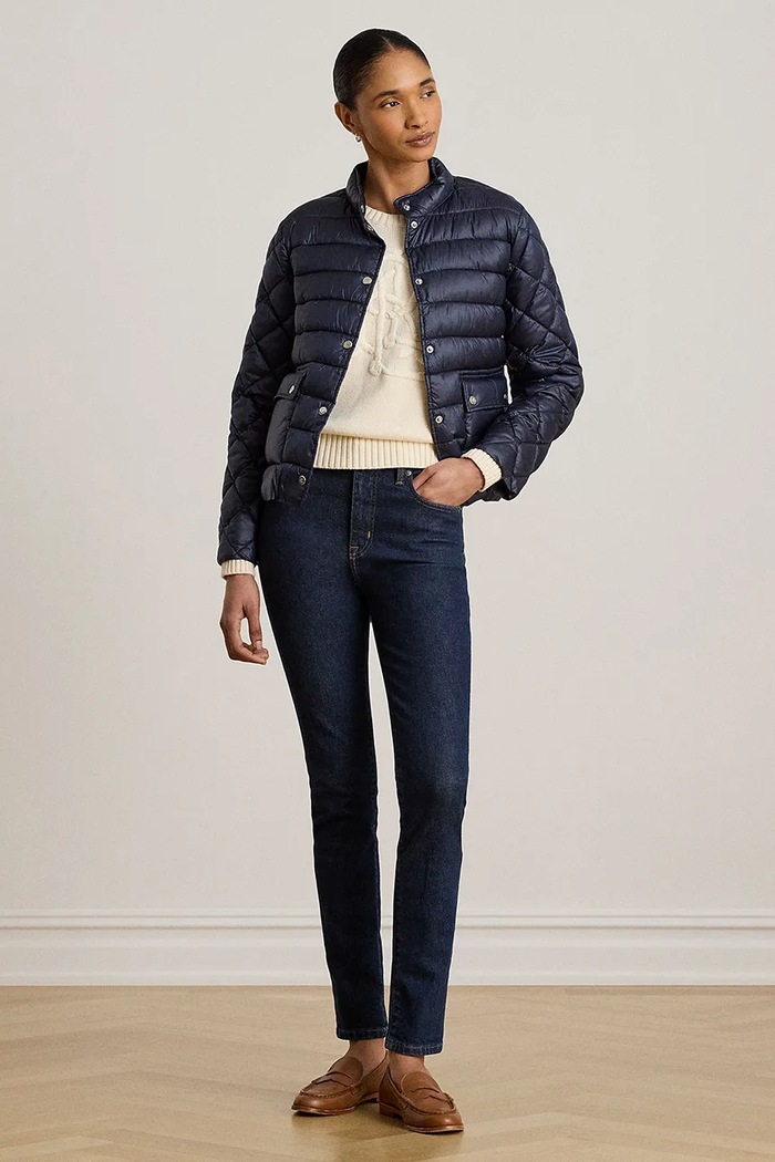 Odzież Lauren Ralph Lauren kurtka puchowa damska 297P18066 granatowy