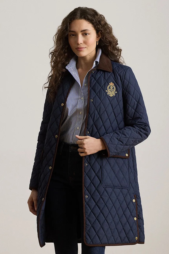 Odzież Lauren Ralph Lauren kurtka pikowana damska 297P18059 granatowy