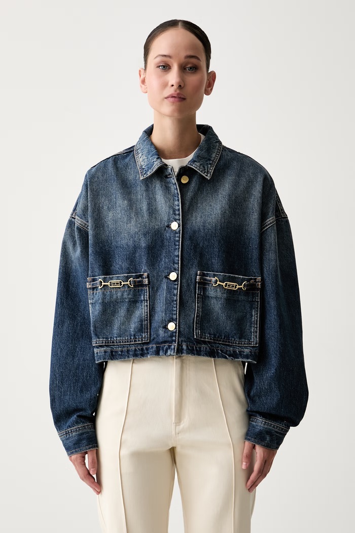 Tommy Hilfiger krótka kurtka damska jeansowa niebieski WW0WW50962