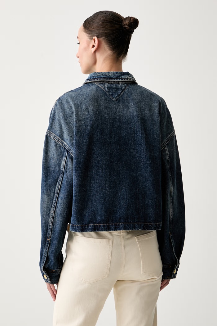 Odzież Tommy Hilfiger krótka kurtka damska jeansowa WW0WW50962 niebieski