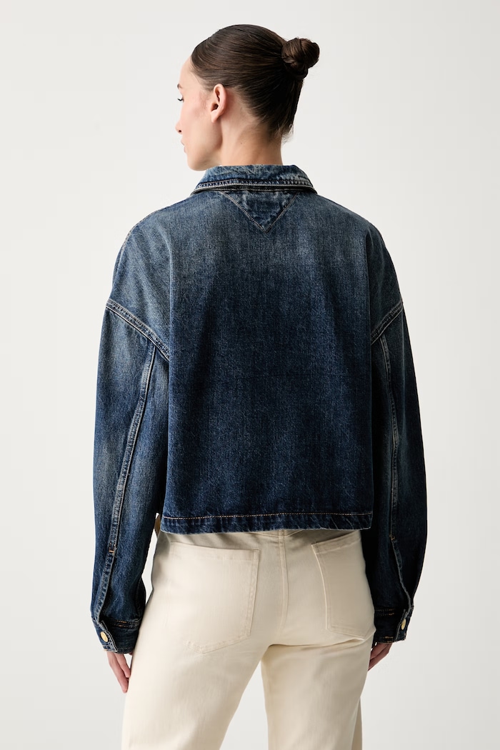 Odzież Tommy Hilfiger krótka kurtka damska jeansowa WW0WW50962 niebieski