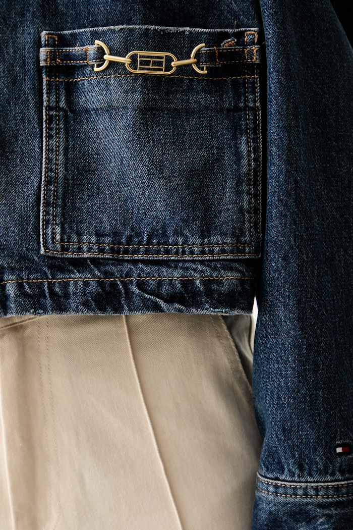 Tommy Hilfiger krótka kurtka damska jeansowa WW0WW50962 niebieski