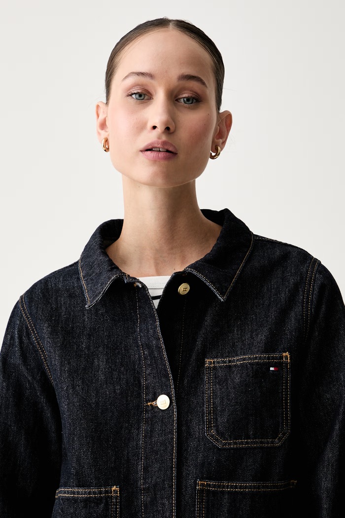 Tommy Hilfiger τζιν μπουφάν γυναικείο σκούρο μπλε WW0WW50002