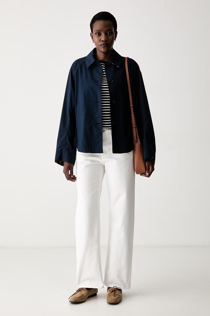 Tommy Hilfiger kurtka przejściowa damska z bawełną WW0WW49844 granatowy AW26