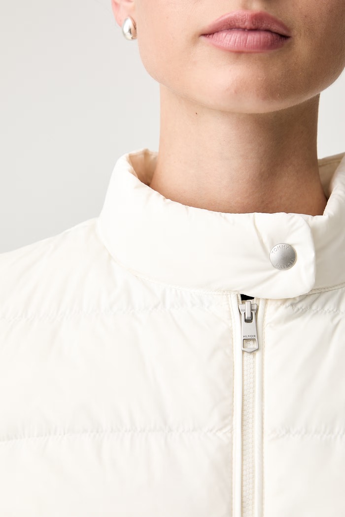 Tommy Hilfiger péřová bunda dámská s příměsí vlny WW0WW51095 béžová