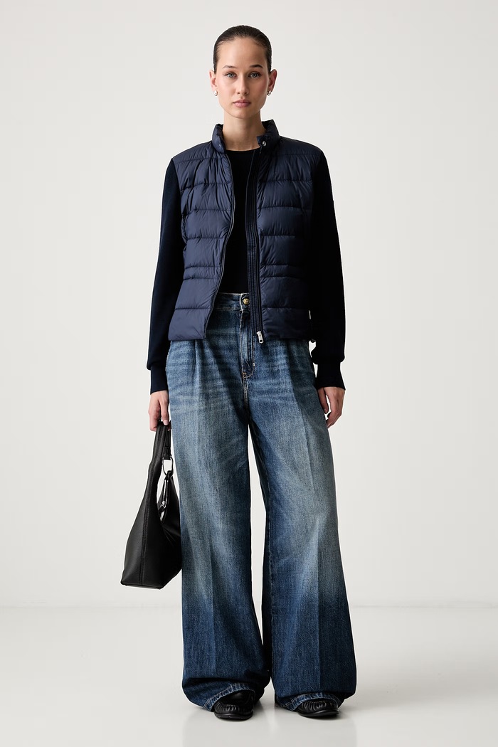 Tommy Hilfiger πουπουλένιο μπουφάν γυναικείο με πρόσμιξη μαλλιού WW0WW51095 σκούρο μπλε AW26