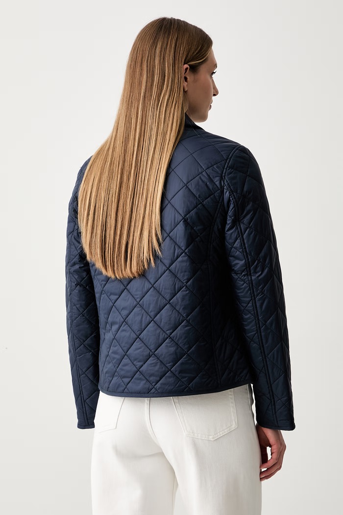 Oblečení Tommy Hilfiger prošívaná bunda dámská WW0WW50936 námořnická modř