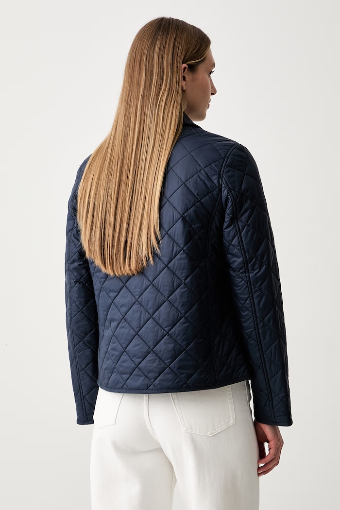Oblečení Tommy Hilfiger prošívaná bunda dámská WW0WW50936 námořnická modř