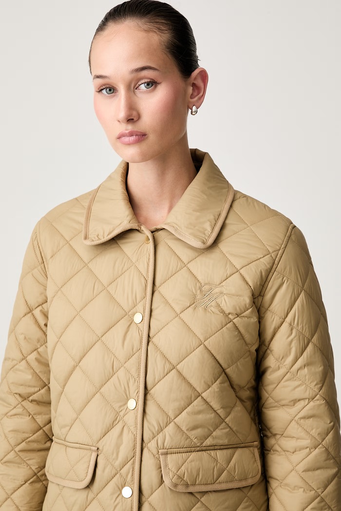 Tommy Hilfiger prošívaná bunda dámská béžová WW0WW50936