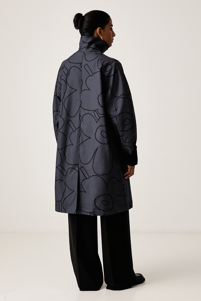 Odzież Marimekko Długa kurtka damska bawełniana 095767 granatowy