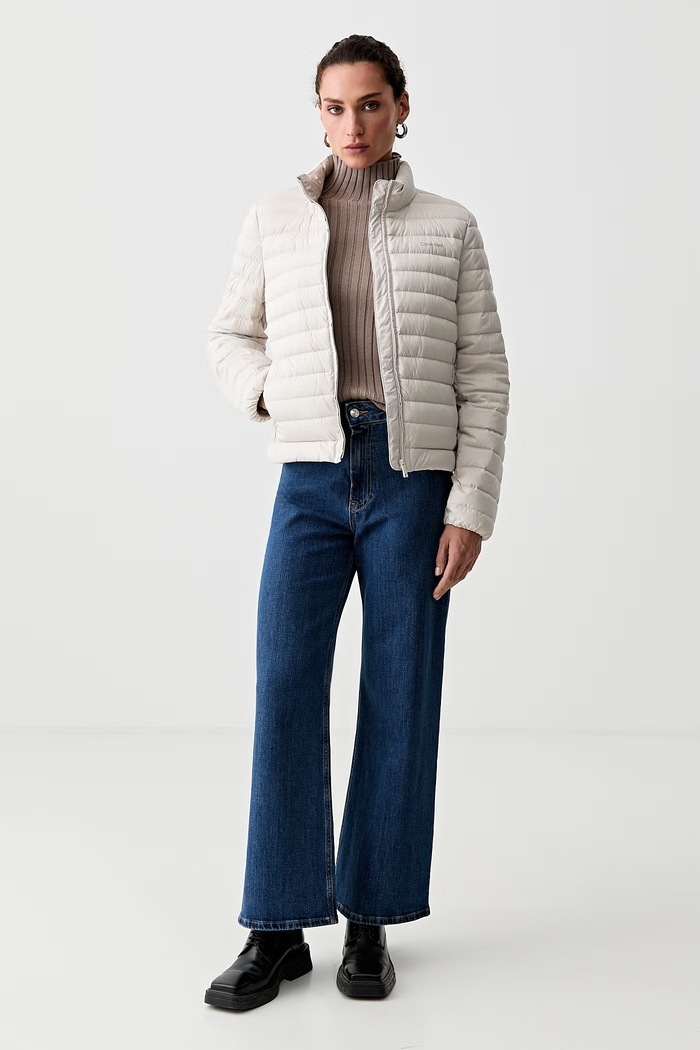 Calvin Klein péřová bunda dámská LV044G502G béžová AW26