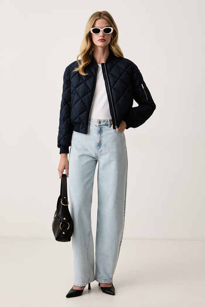 BOSS Bunda bomber dámska Posen 50575303 tmavomodrá AW26