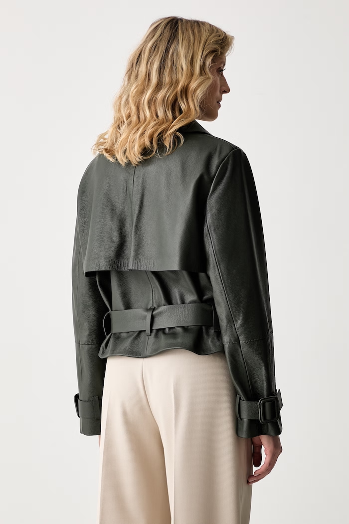 Abbigliamento BOSS cappotto trench corto da donna in pelle Satela1 50566471 verde