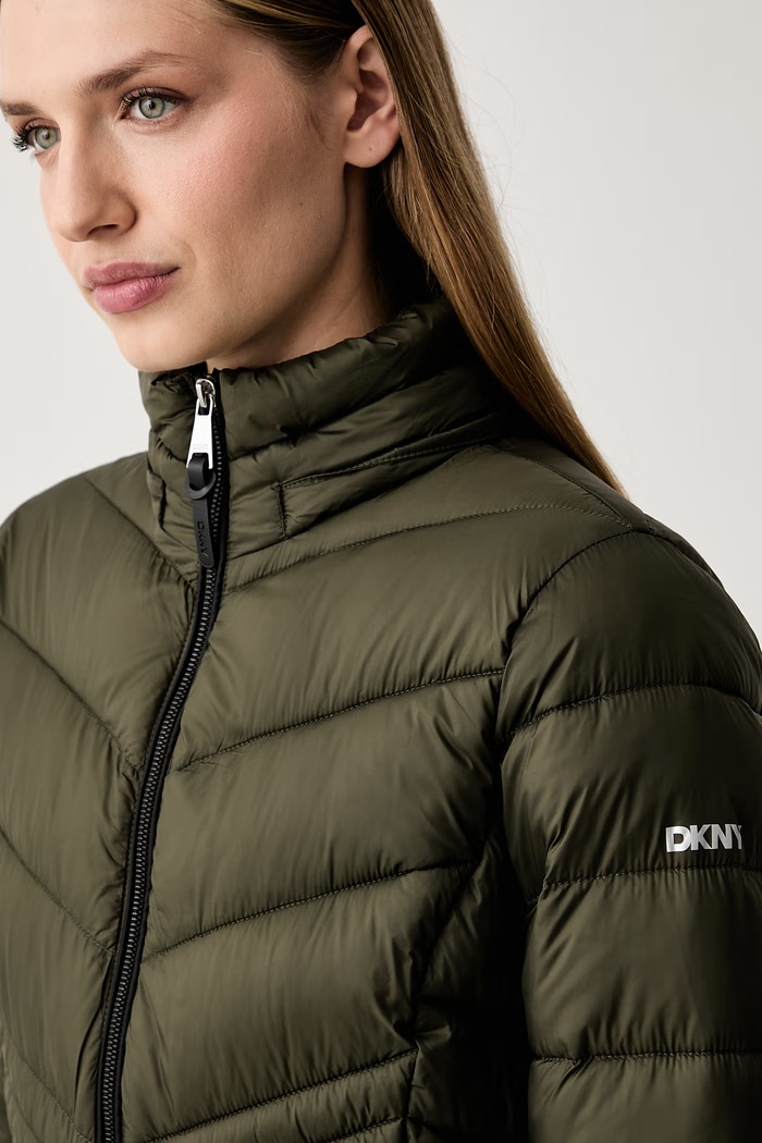 DKNY długa kurtka damska zielony DLEMPZ26