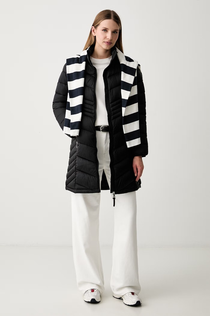 DKNY długa kurtka damska DLEMPZ26 czarny AW26